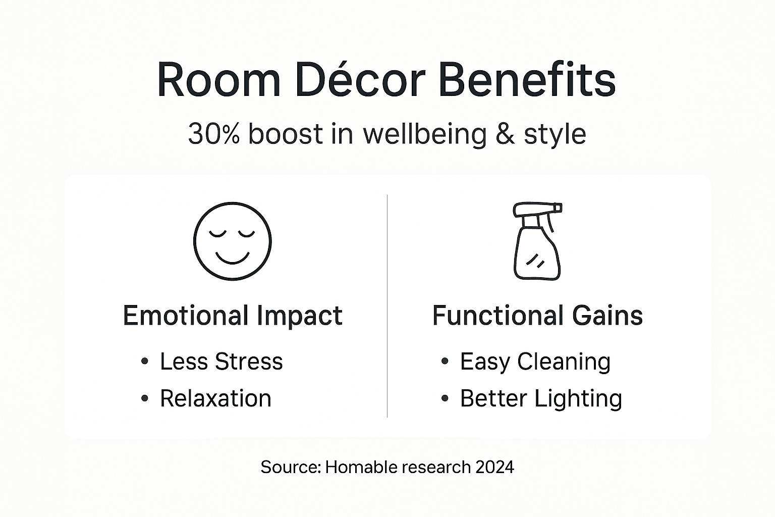 Infographic showing décor emotional and functional benefits