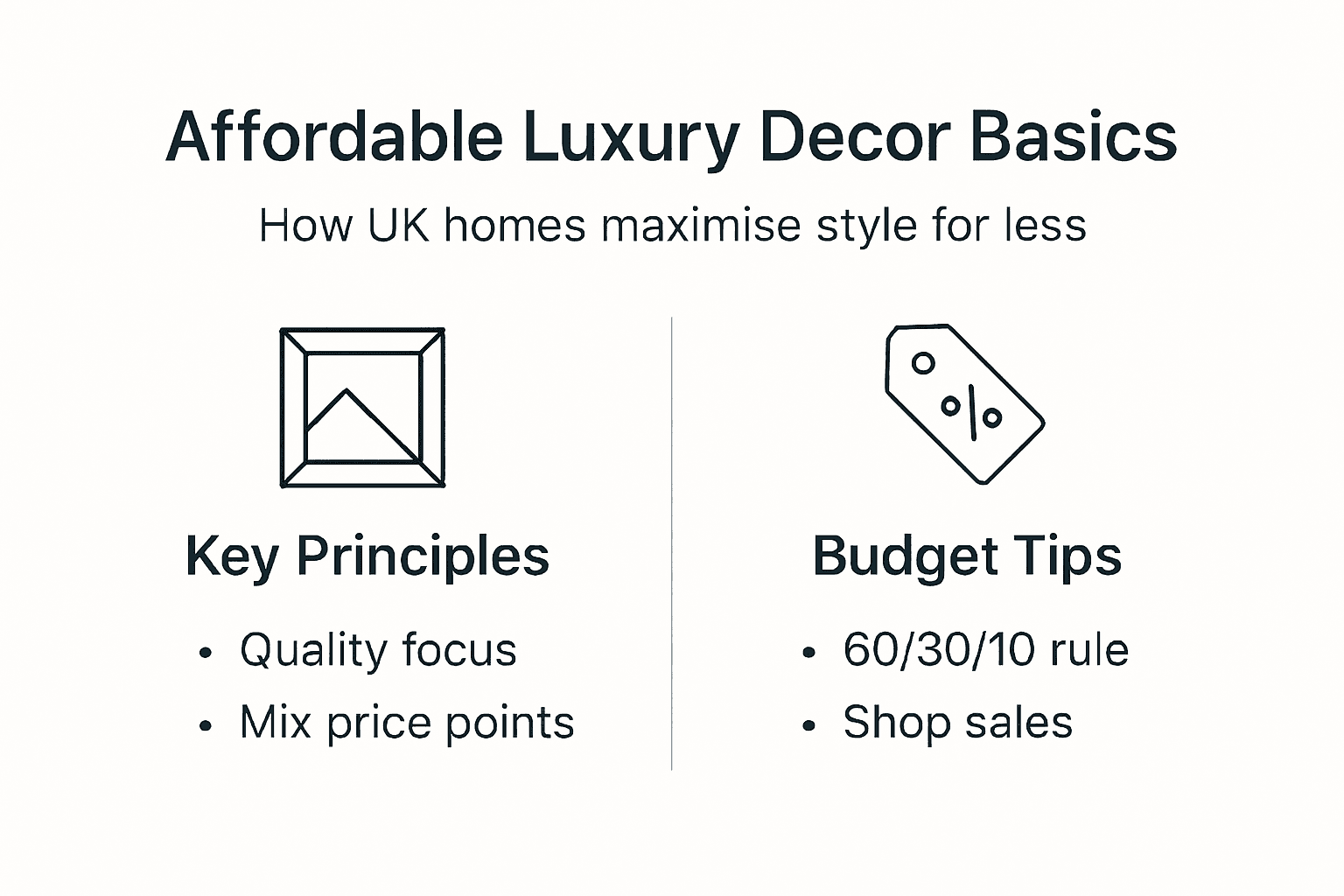 Infographic on affordable luxury decor basics