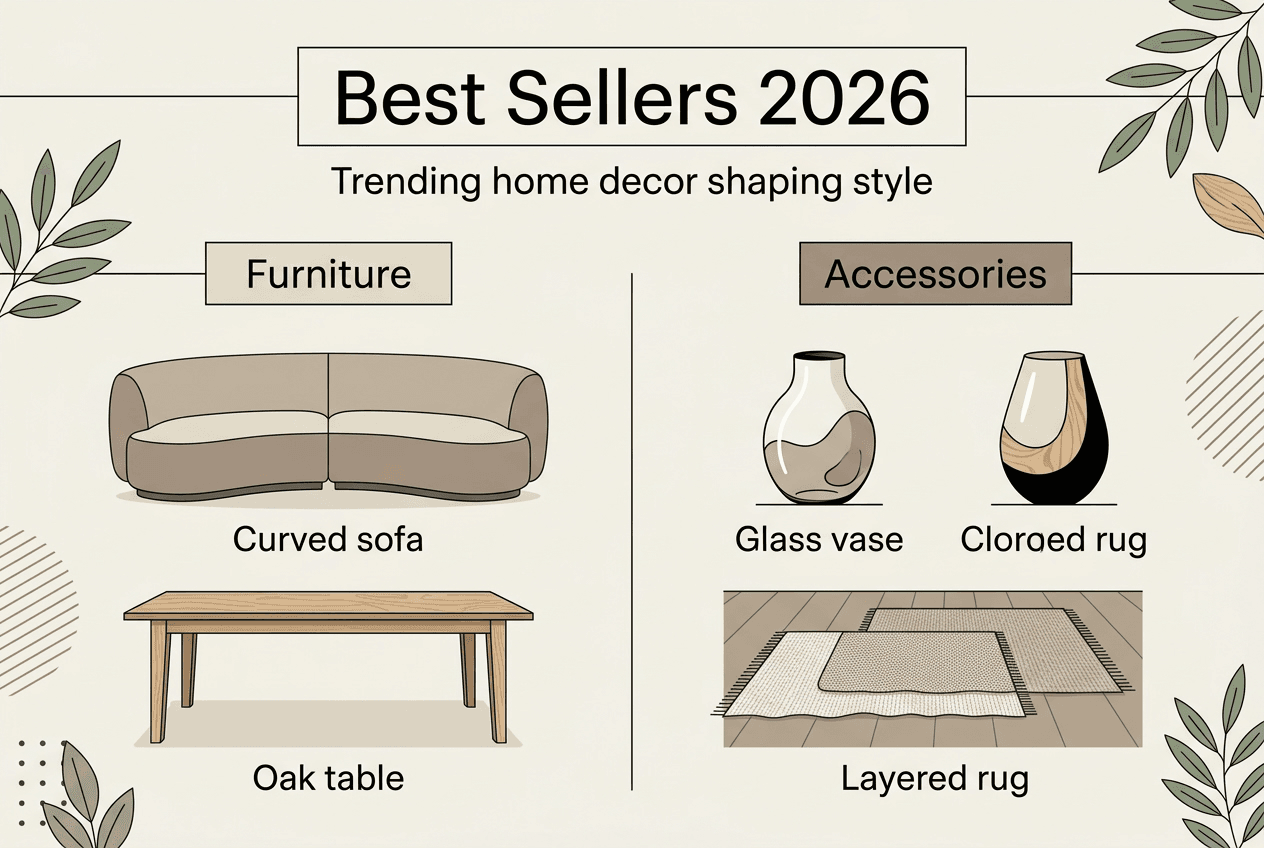 Infographic of popular 2026 home decor items