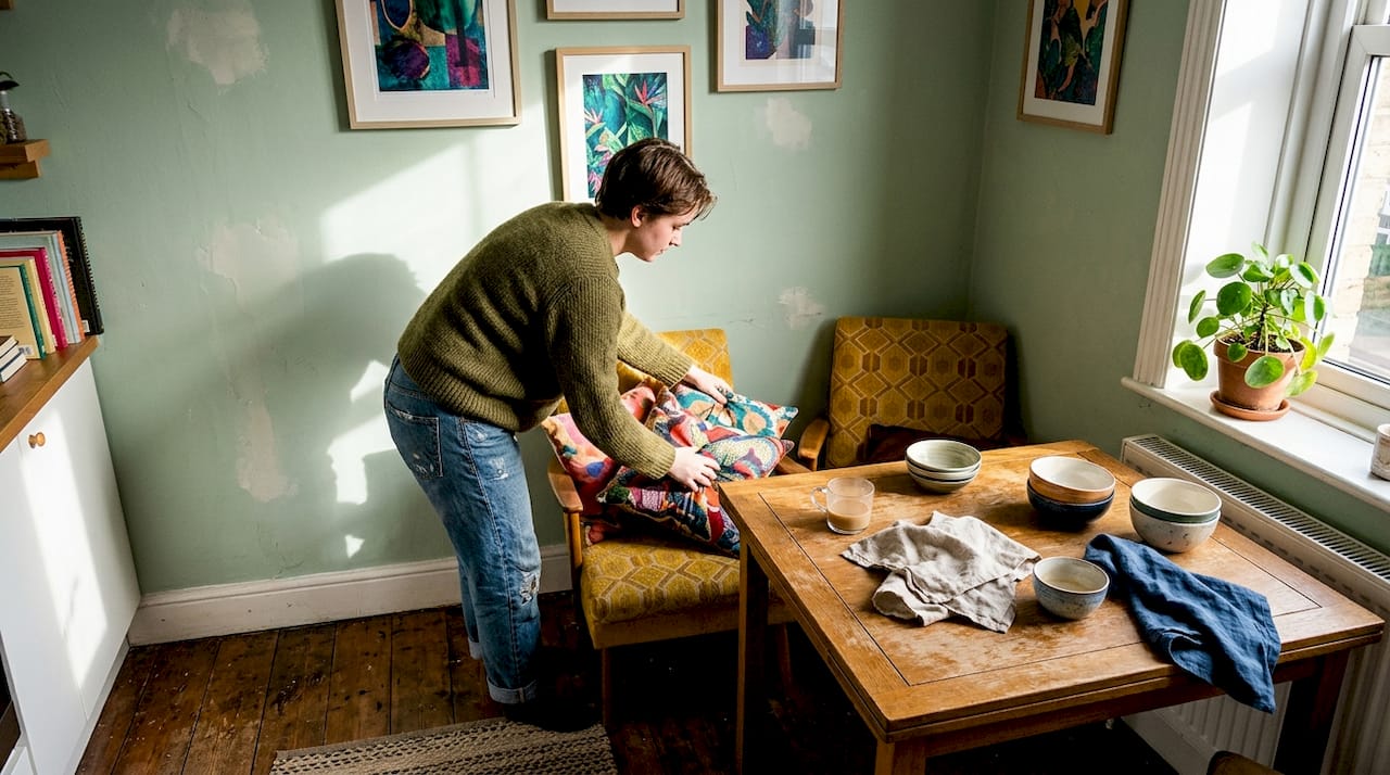 Bold accent colour in dining nook interior