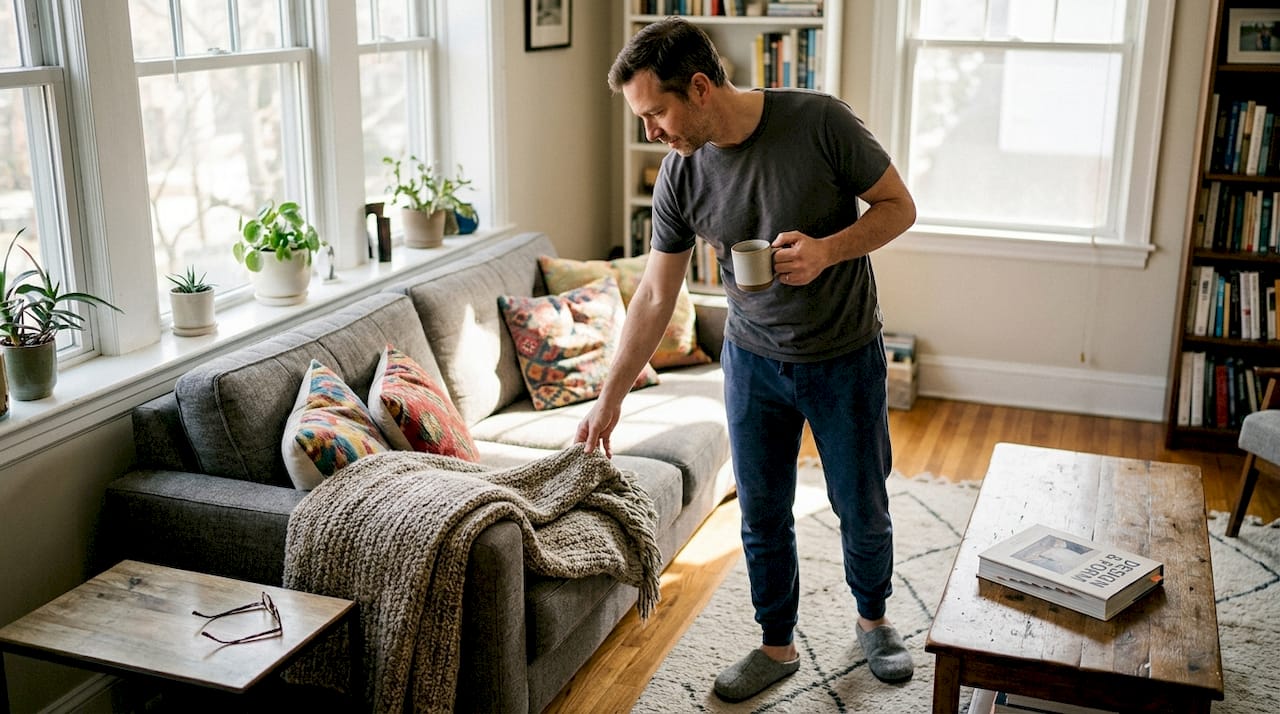 Man enjoying designed living room setting