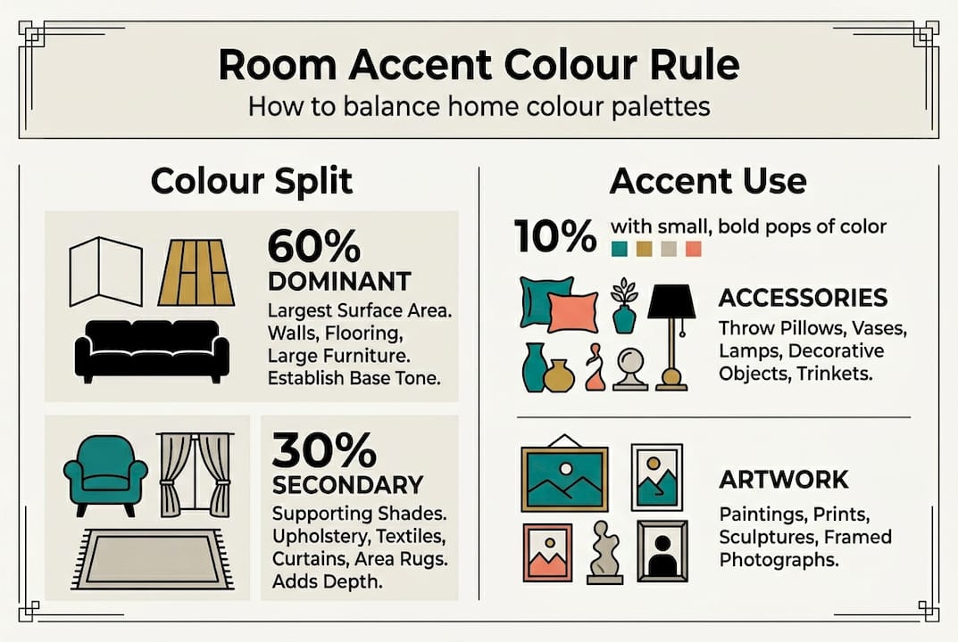 Infographic explains 60-30-10 colour rule