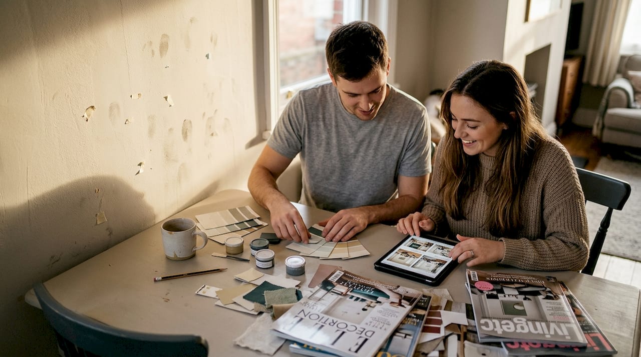Couple builds moodboard with paint chips