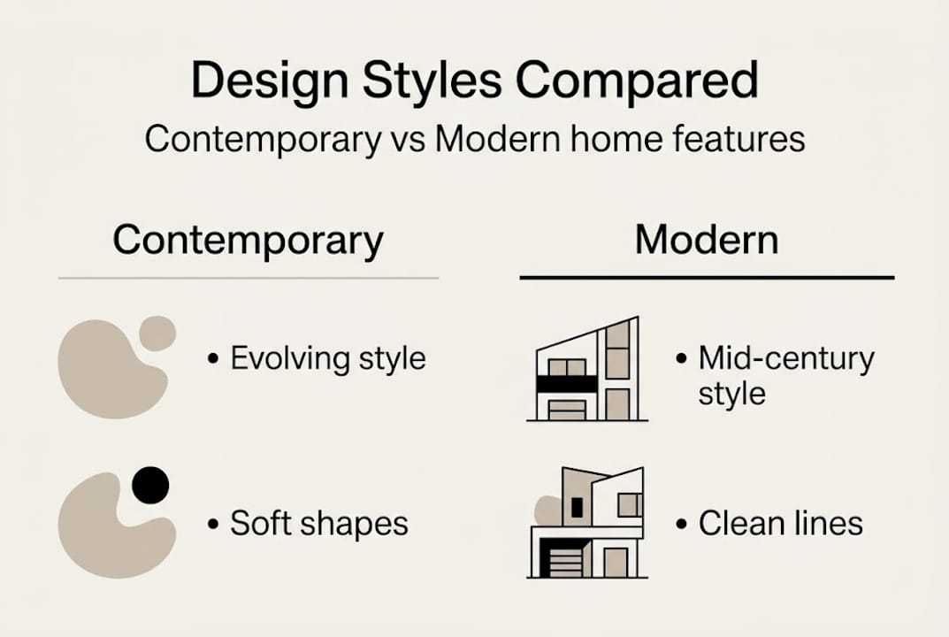 Infographic comparing contemporary and modern styles