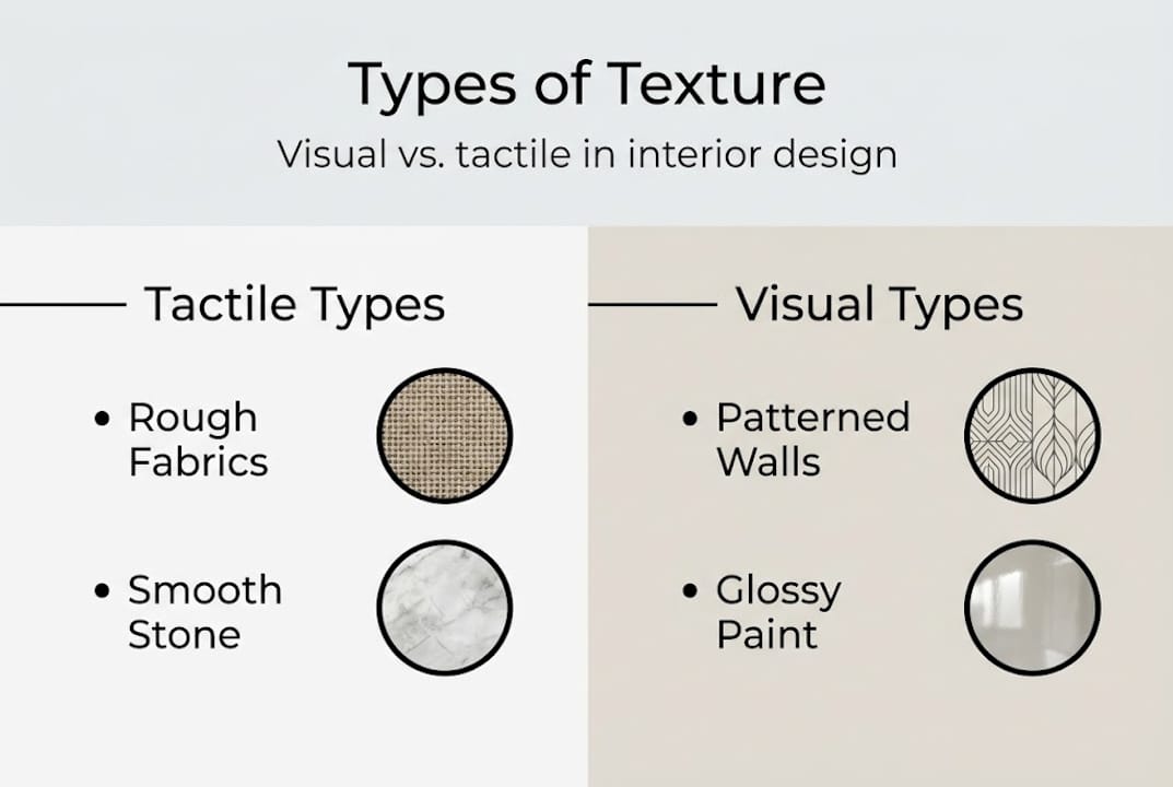 Infographic types of texture visual tactile