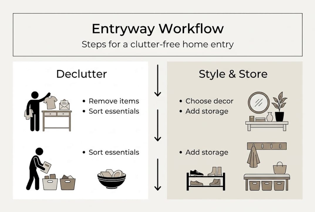 Entryway workflow infographic with steps