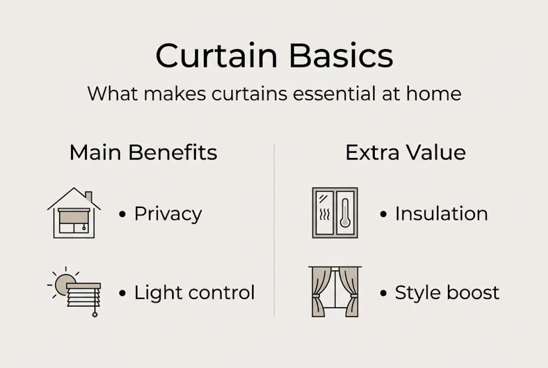 Infographic showing main curtain benefits and extra value