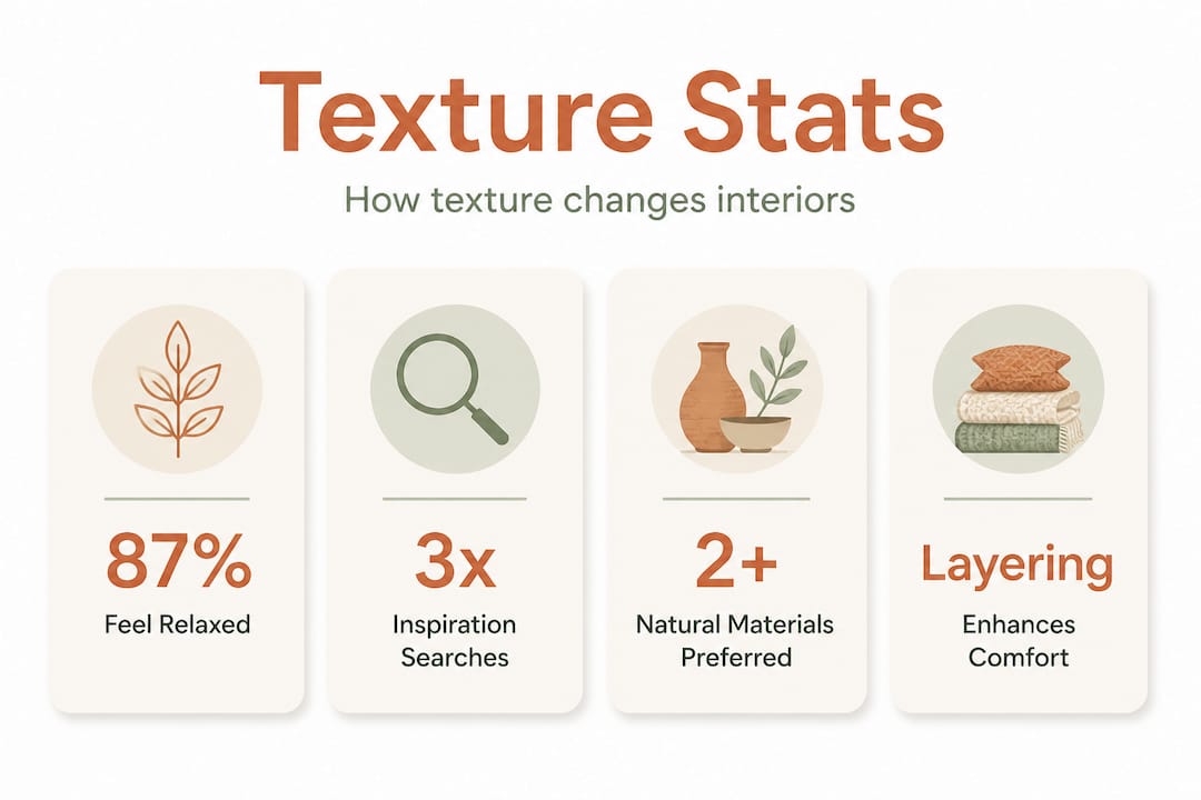 Infographic highlighting texture-related home statistics