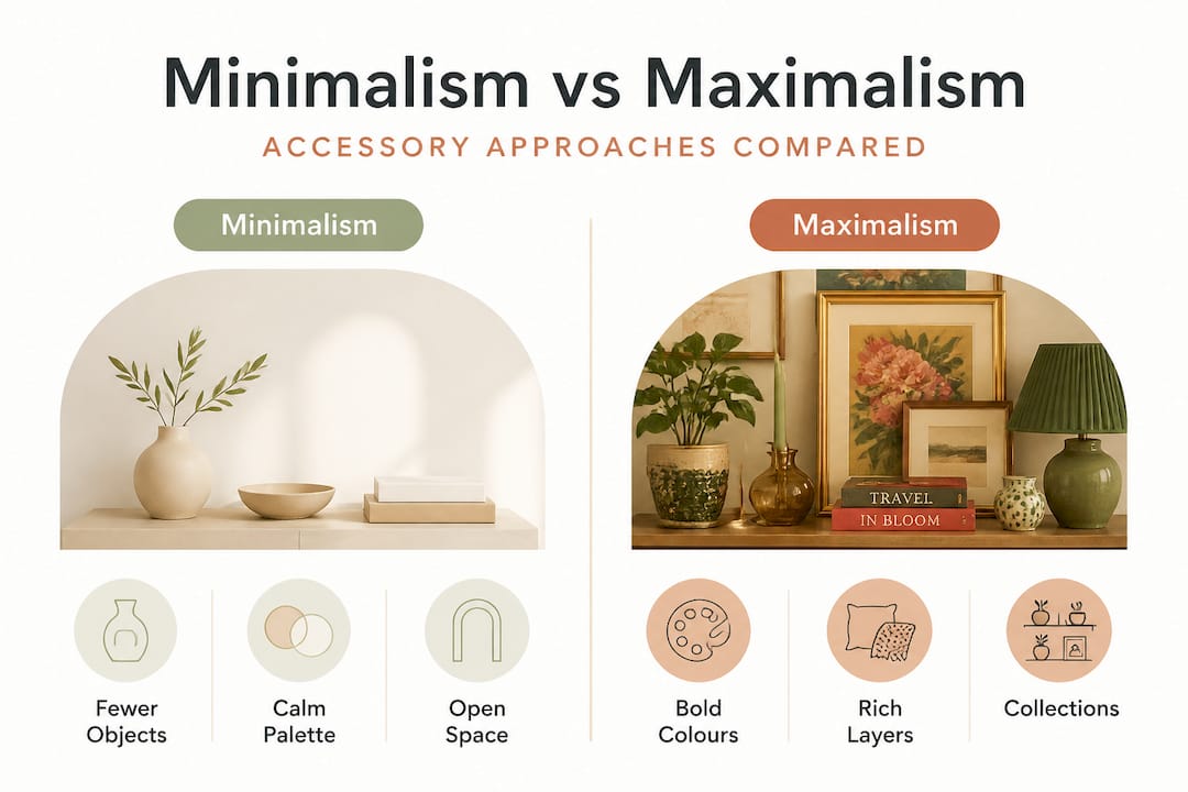 Infographic compares minimalism and maximalism traits