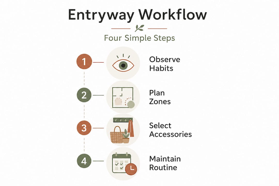 Infographic illustrating entryway workflow steps