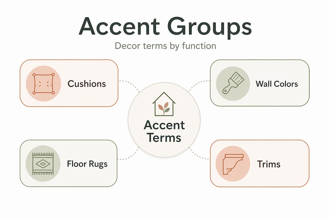 Infographic grouping accent terms by function