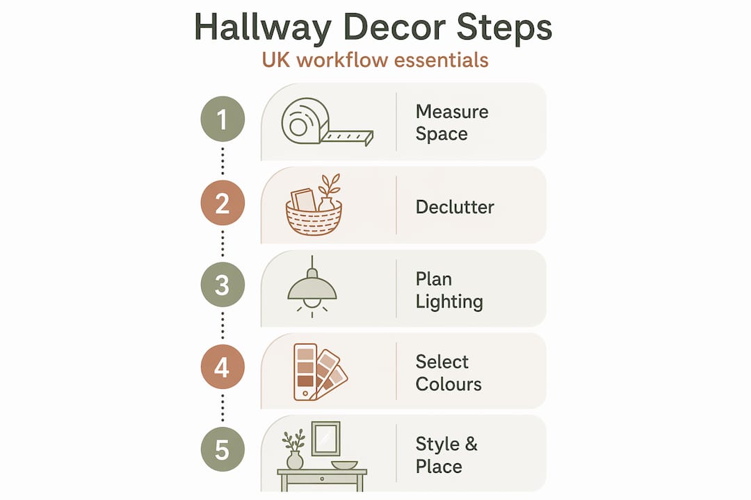 Step-by-step infographic for hallway decor