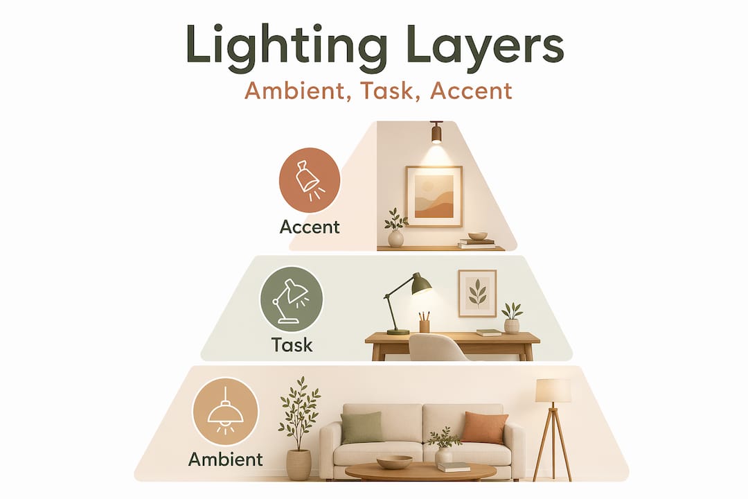 Pyramid diagram of three lighting layers