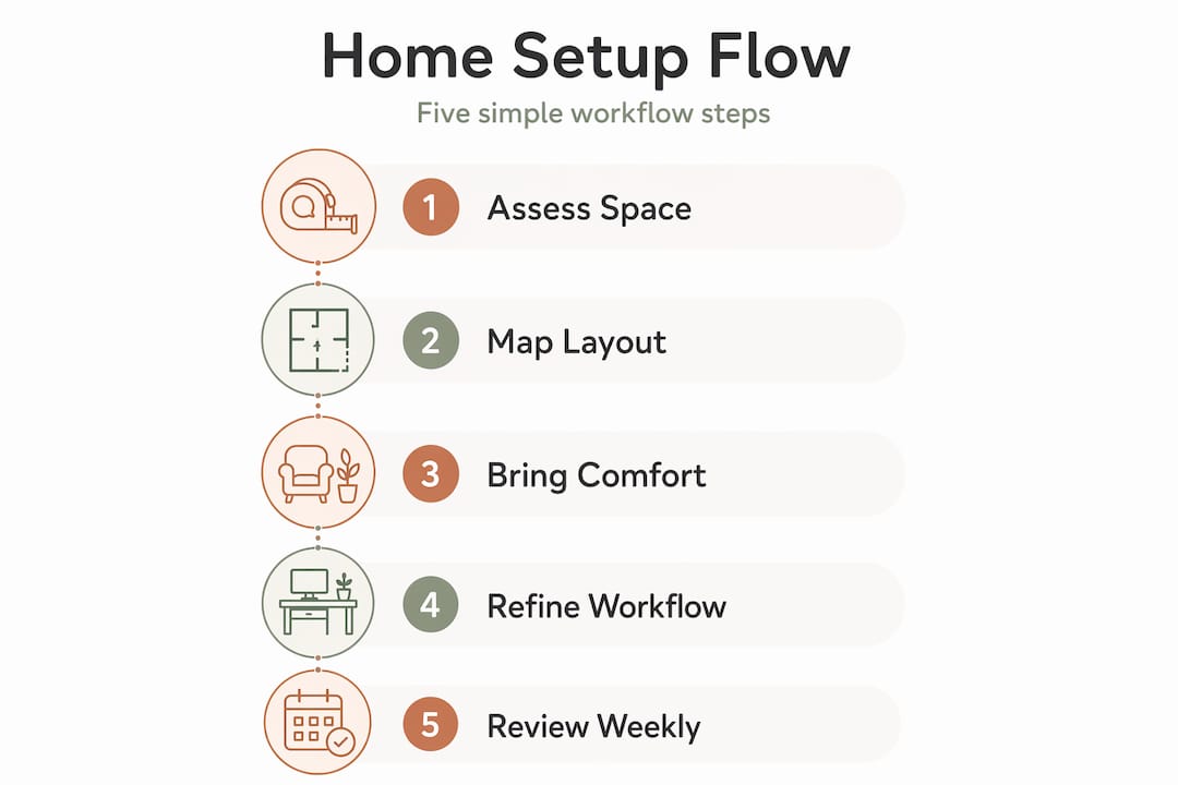 Five step home workflow process infographic