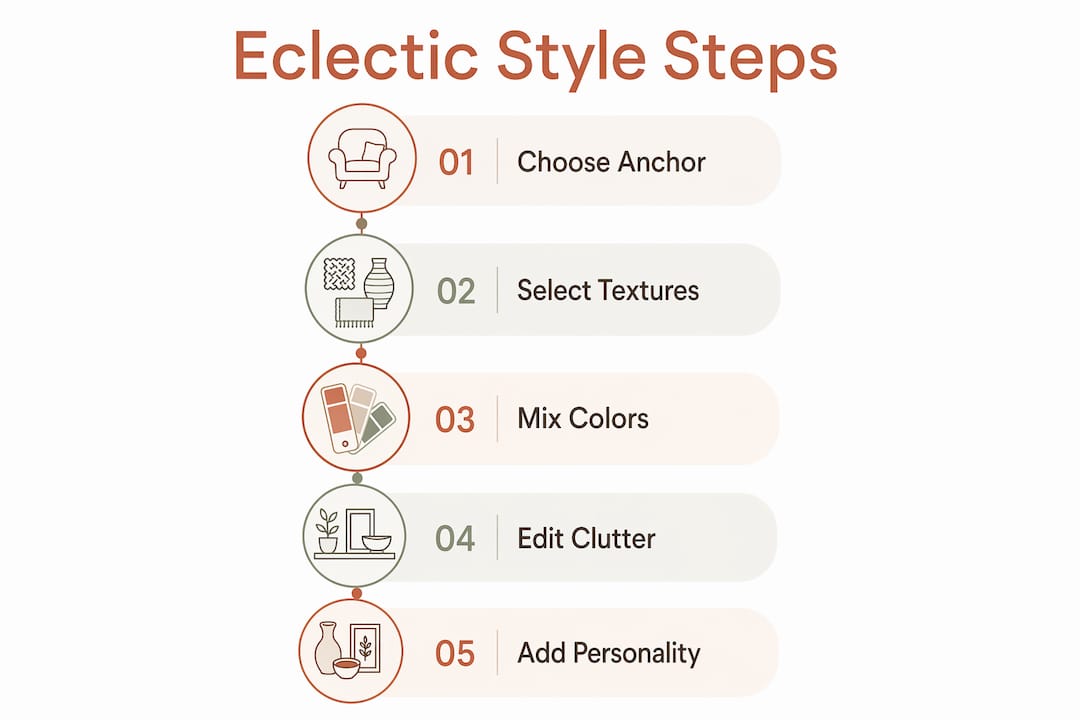 Infographic outlining key steps of eclectic style design