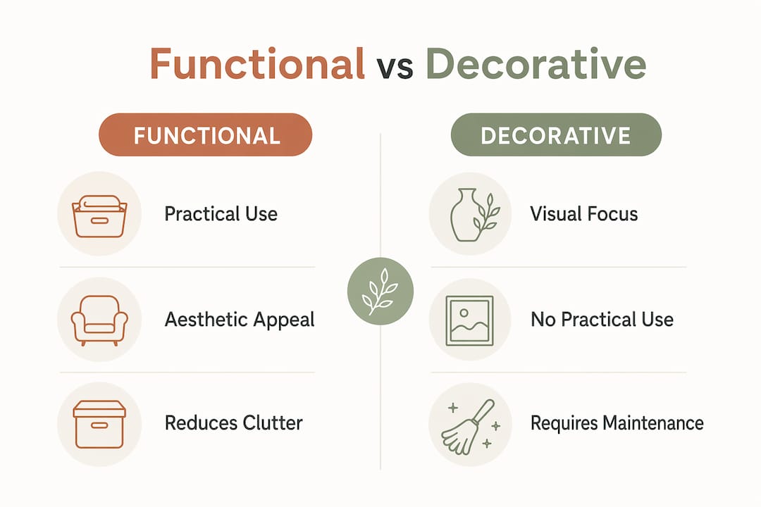 Infographic comparing functional and decorative decor