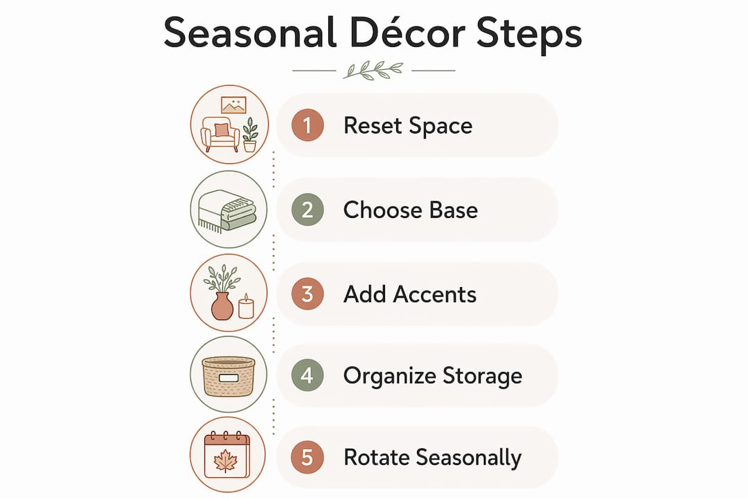 Infographic illustrating seasonal décor steps