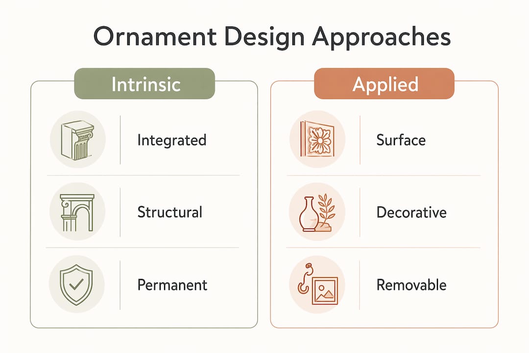 Infographic illustrating intrinsic vs applied ornament design