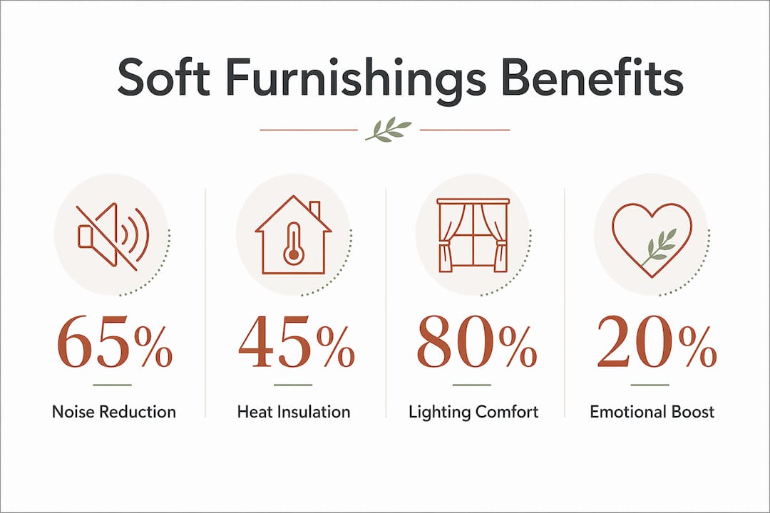 Infographic highlighting comfort benefits of soft furnishings