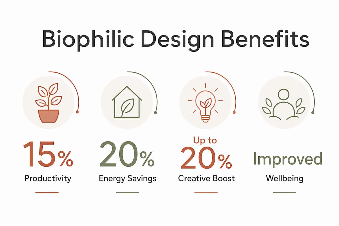 Infographic showing benefits of biophilic design