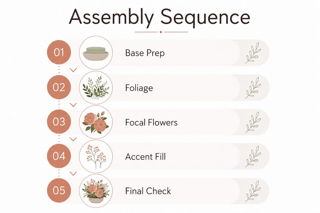 Infographic illustrating centerpiece assembly steps