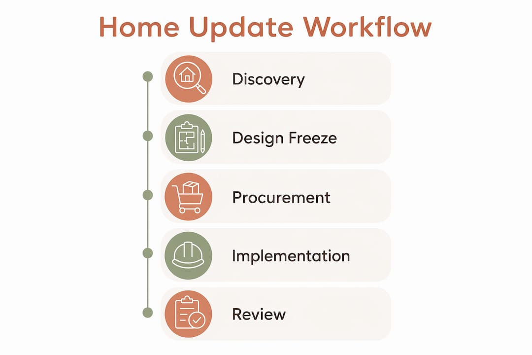 Infographic illustrating home update workflow steps