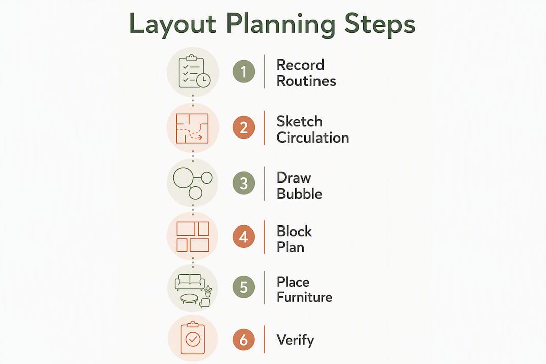 Infographic of functional layout planning steps