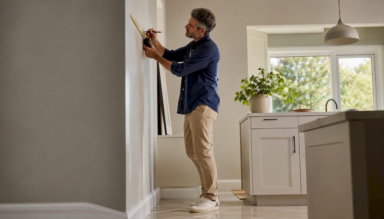 Man measuring room for design focal point