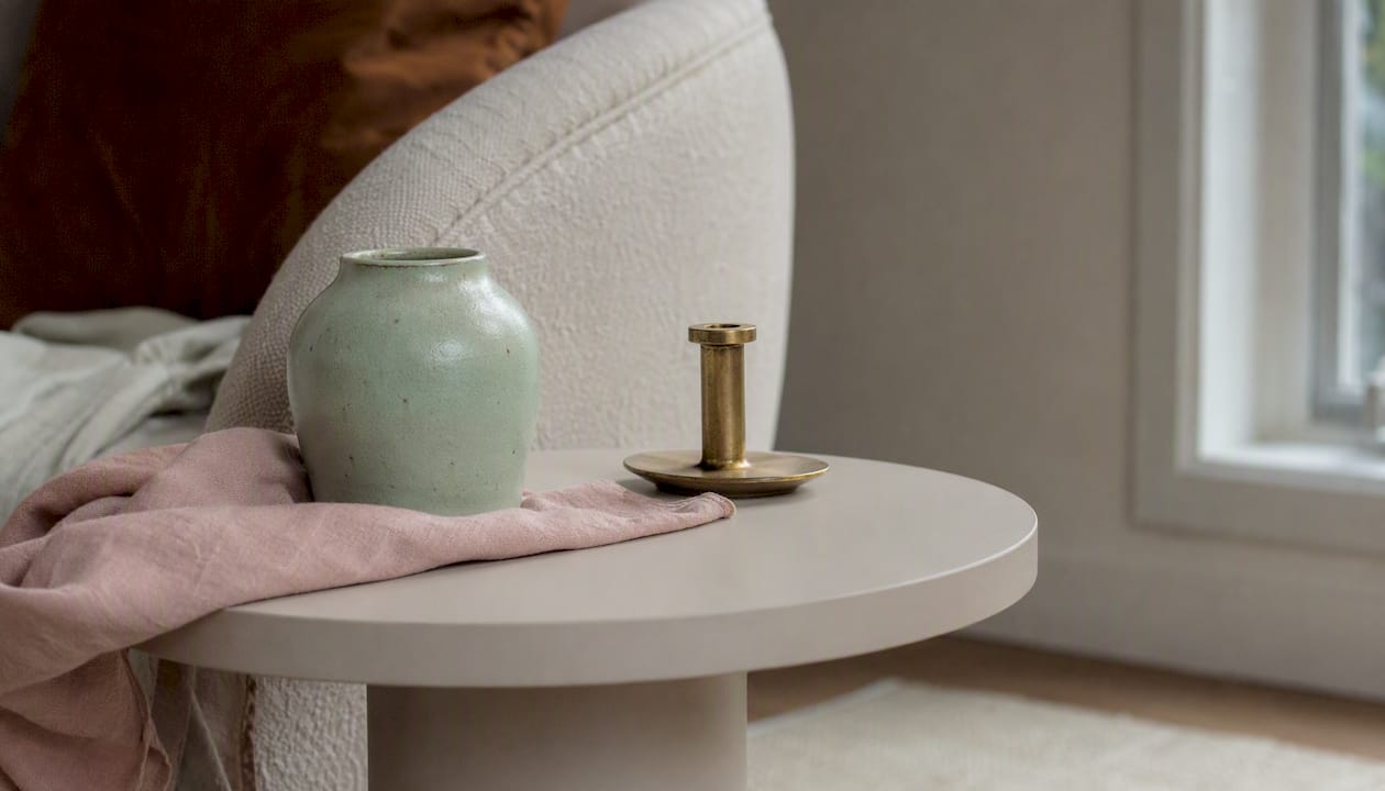 Pastel home decor with metallic accent