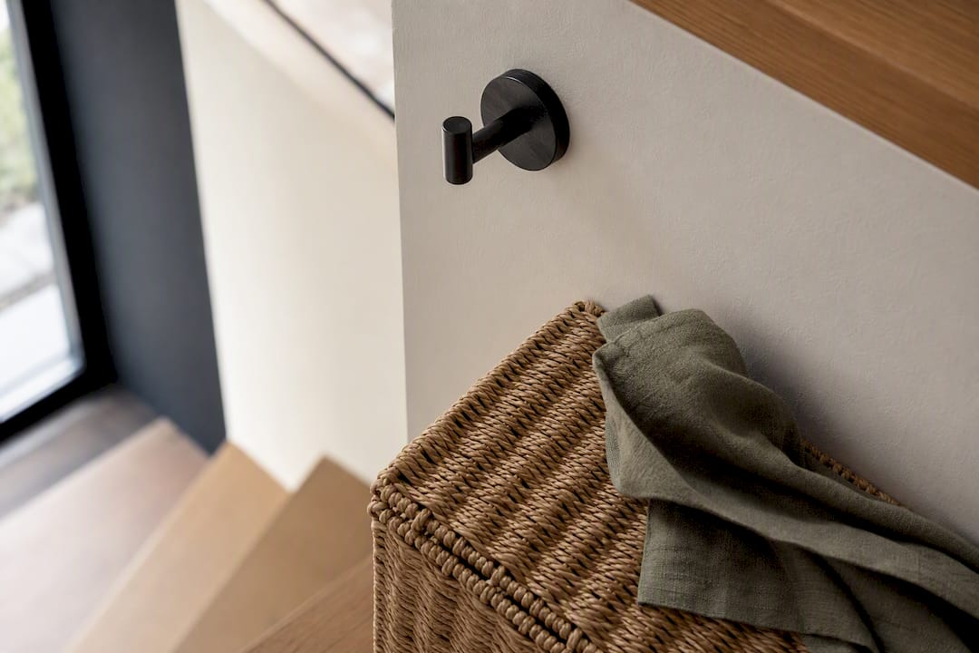 Woven basket and contrasting entryway materials