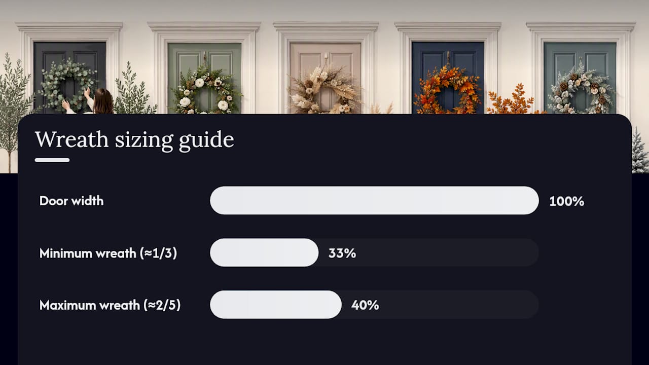 Recommended wreath size relative to door