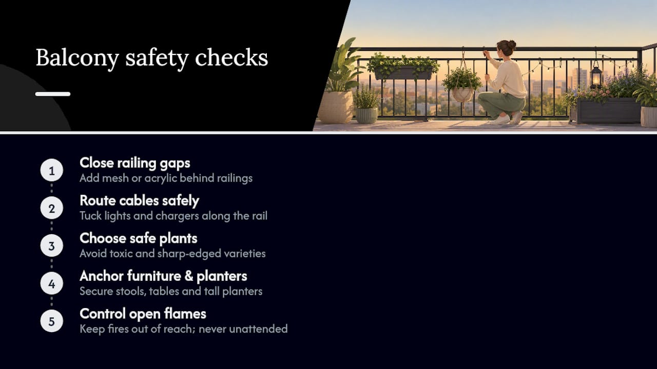 Balcony safety checks for children and pets