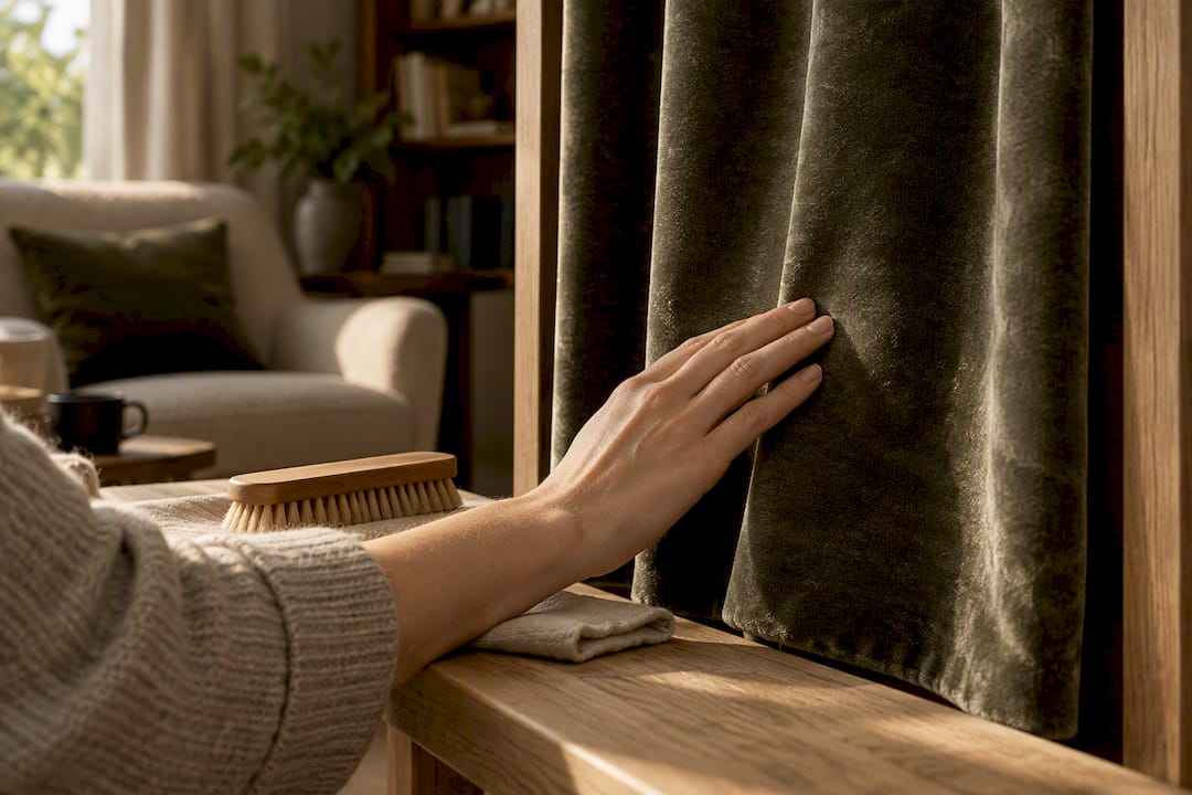 Hand brushing velvet curtain fabric