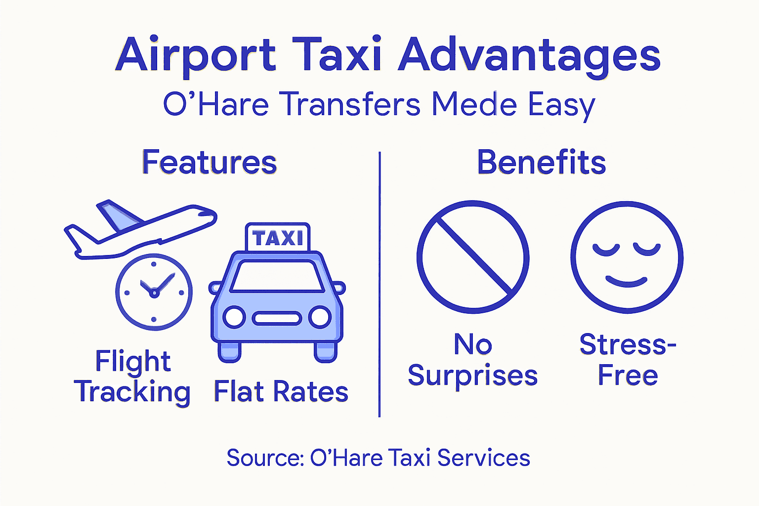 Infographic of airport taxi benefits and features