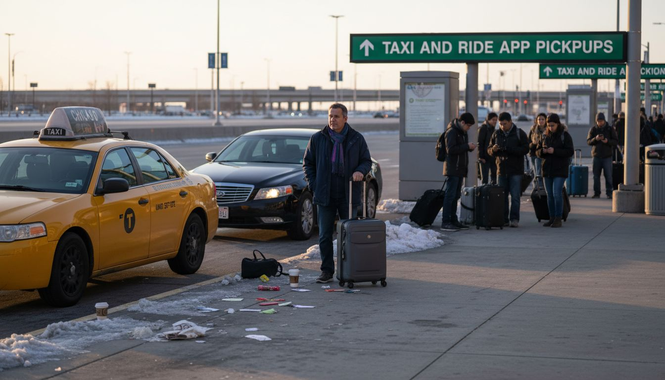 O'Hare taxi stand with passenger choices