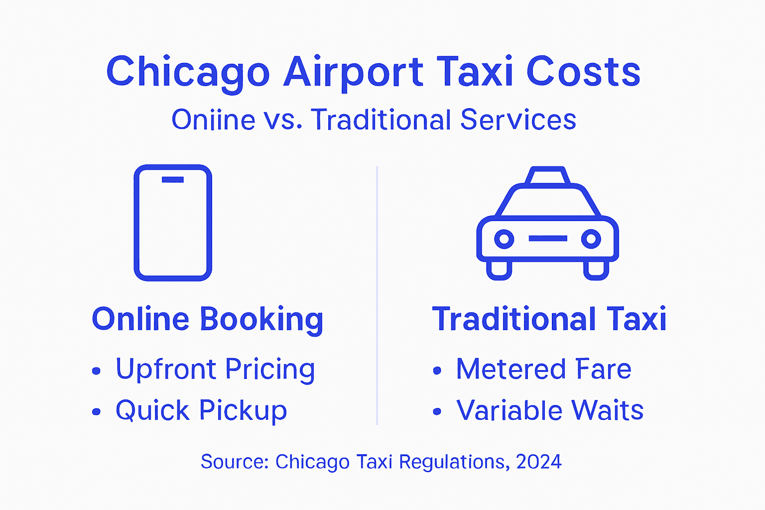 Infographic comparing online and traditional airport taxi costs