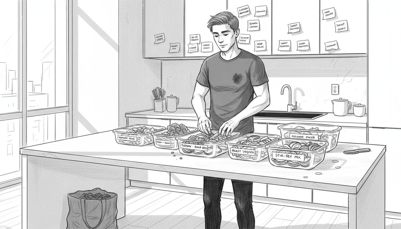 Organized ingredient prep for efficient meals