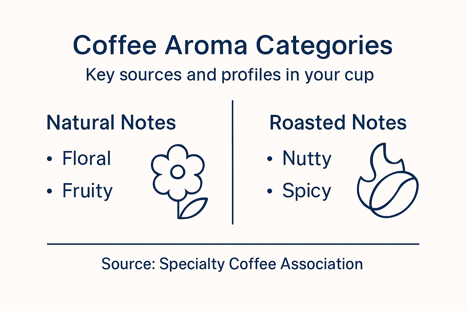 Infographic shows coffee aroma categories and origins