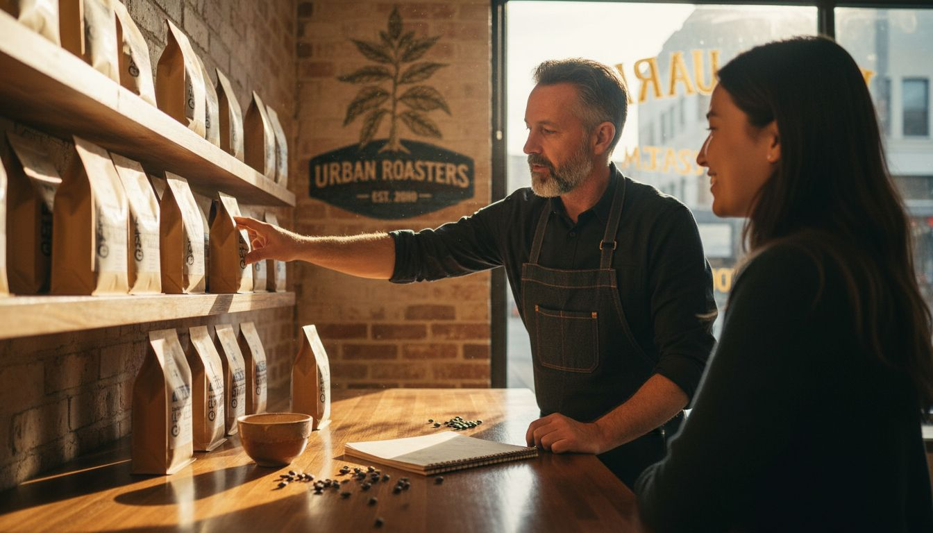 Barista selects single-origin coffee for gifting