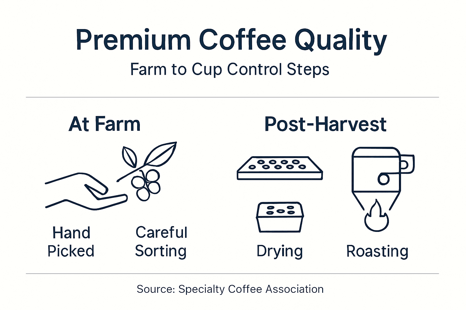 Infographic for premium coffee quality control steps