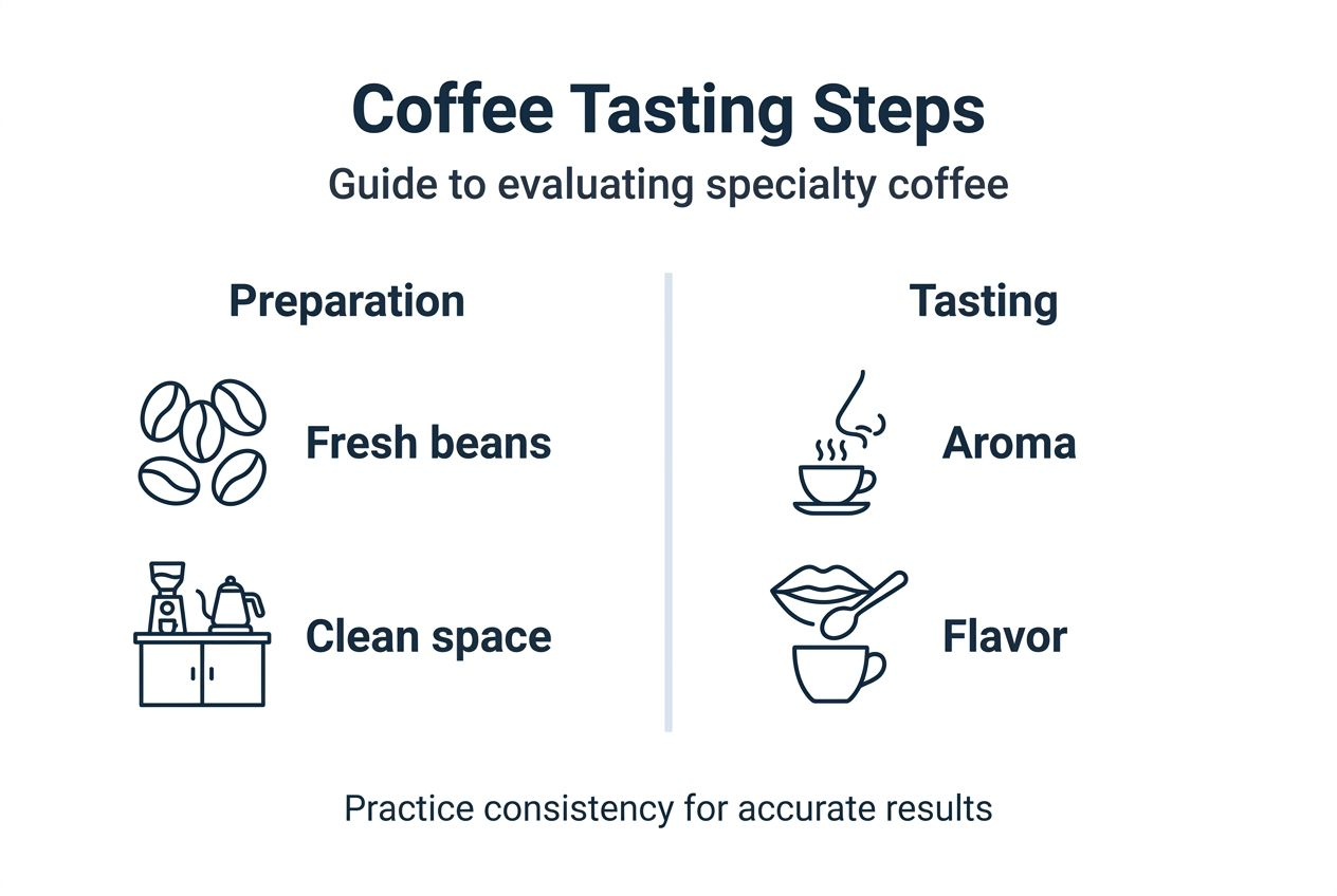 Infographic showing coffee tasting steps and tips