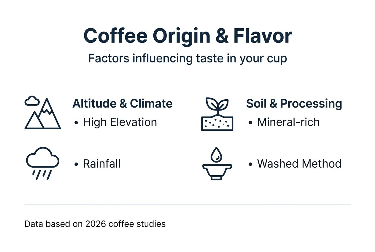 Infographie illustrant les facteurs de saveur du café d'origine