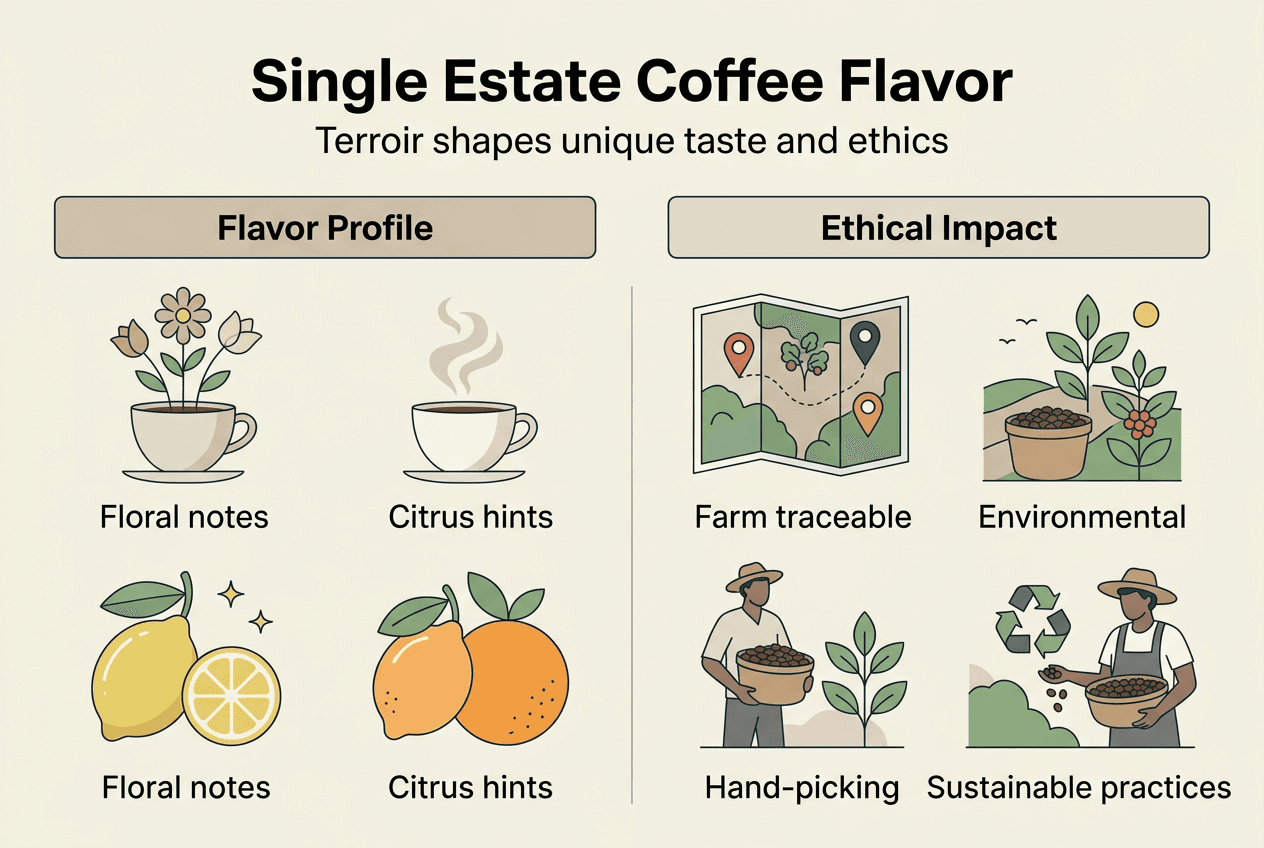 Infographic: flavor and ethics of single estate coffee