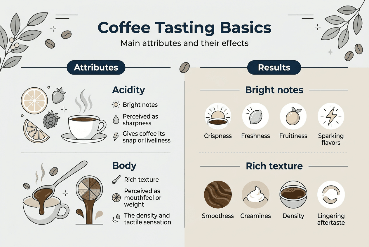Infographic of core coffee tasting attributes