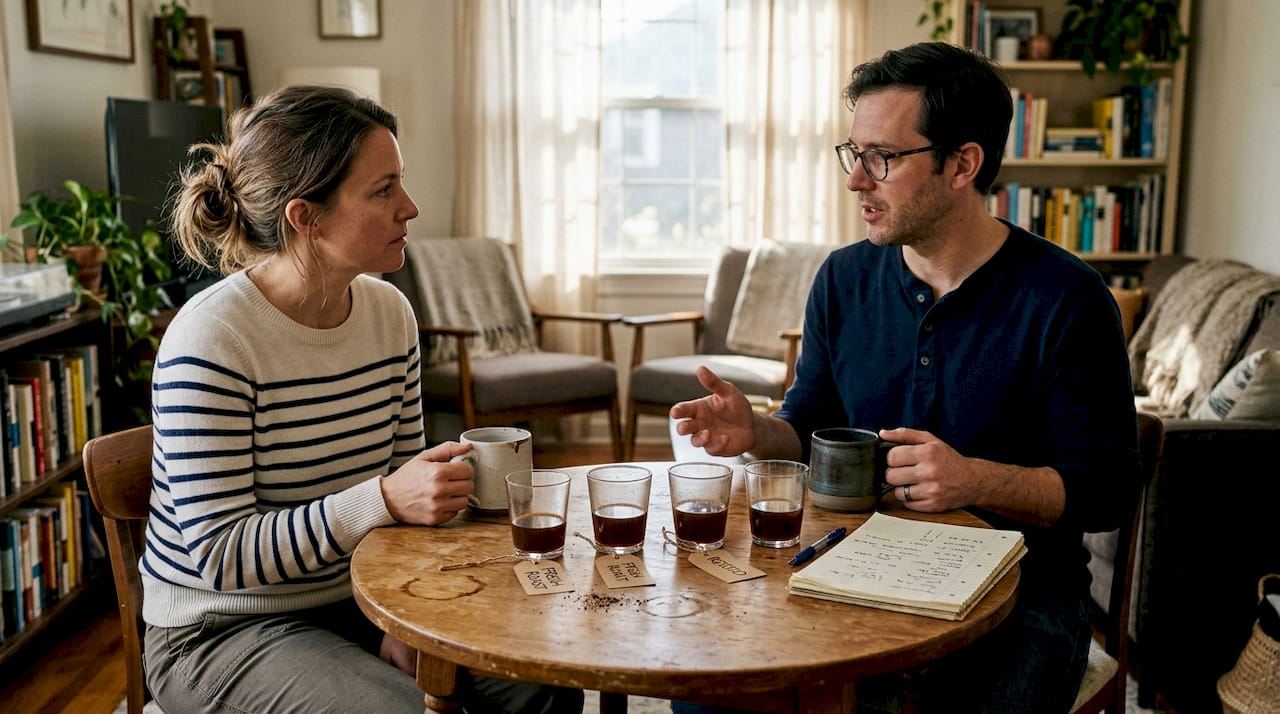 People compare fresh and rested coffee flavors