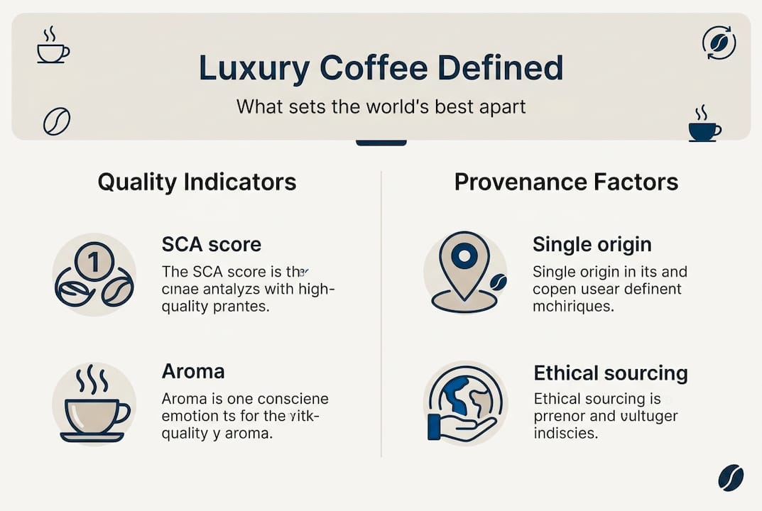 Infographic with luxury coffee key attributes