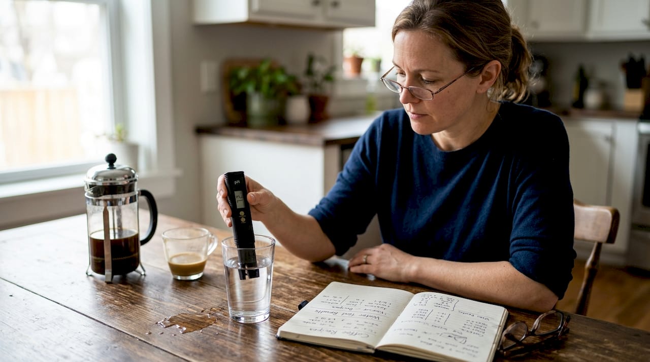 Testing home kitchen water for coffee brewing