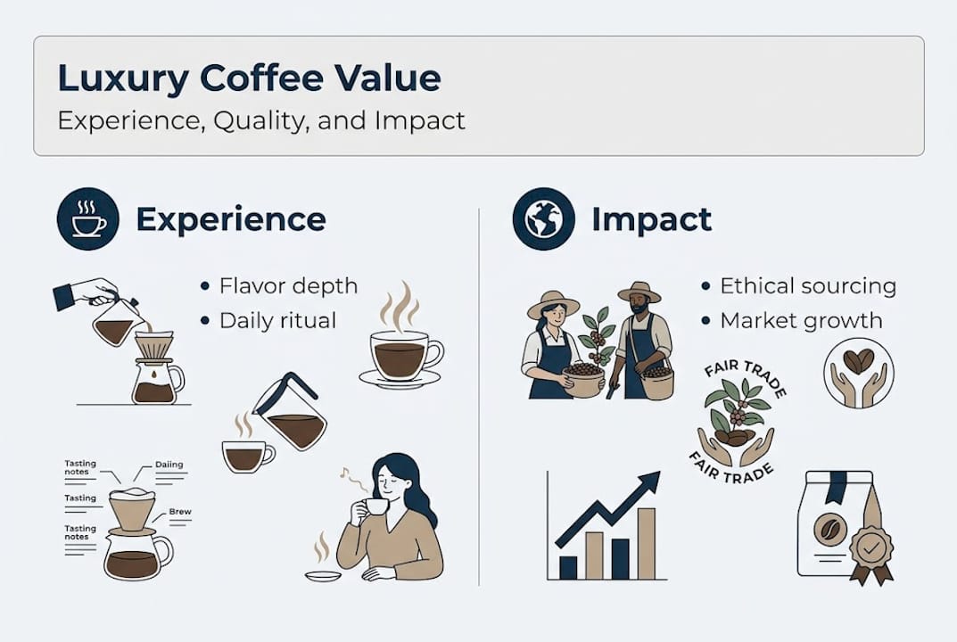 Aperçu de la valeur du café de luxe en infographie