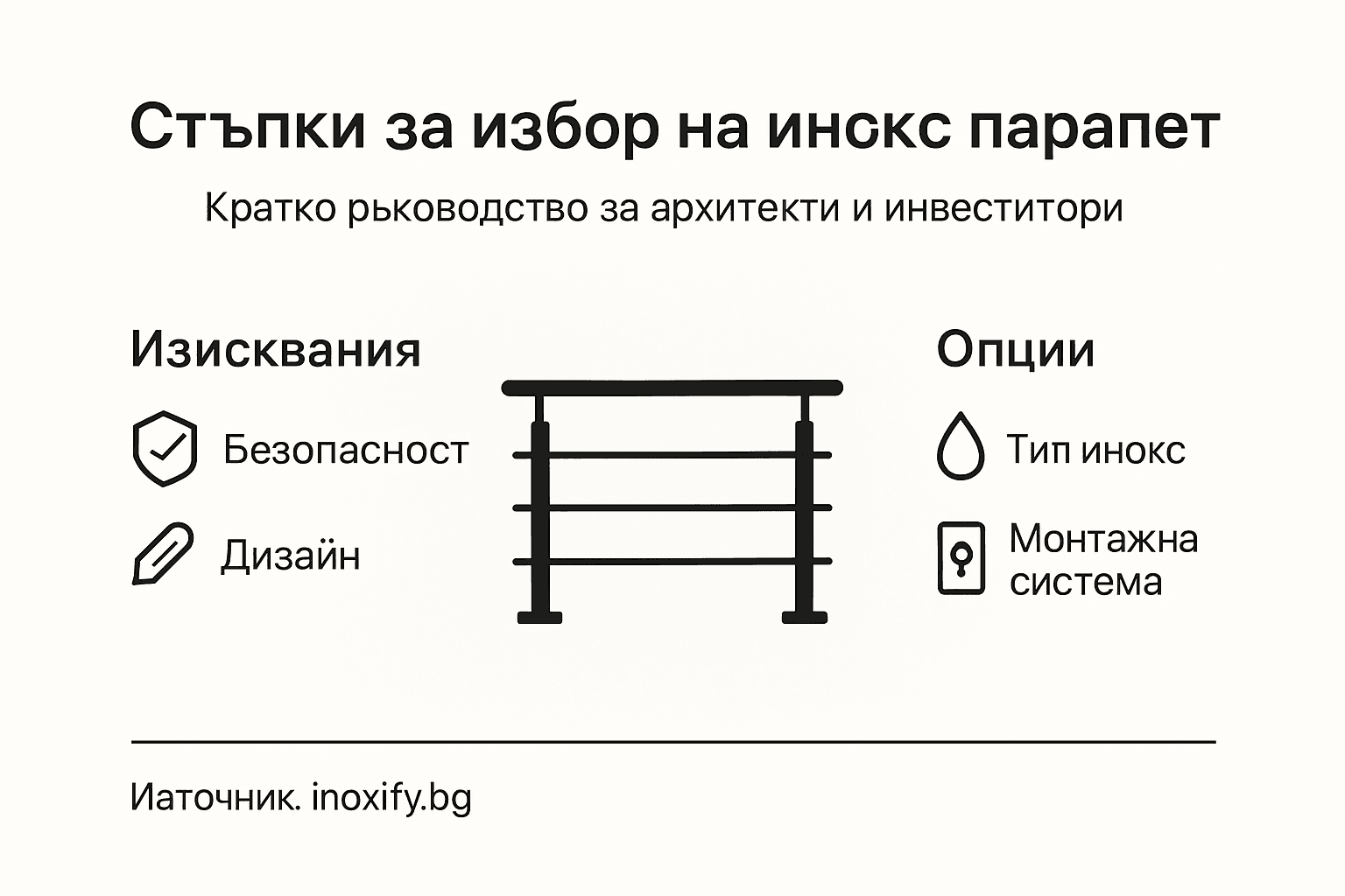 Инфографика: Как да изберем подходящ парапет от инокс – стъпка по стъпка