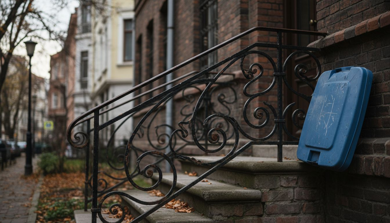 Ornate old wrought iron railing close up